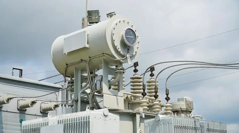 High voltage transformer. High voltage power transformer substation. power tr Stock Photos