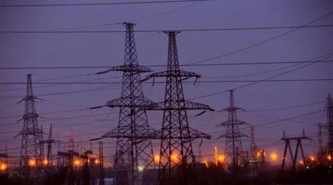 High-voltage transmission line background Stock Footage 46967693