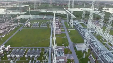 High Voltage Transmission Line Node Stock Footage 234495338