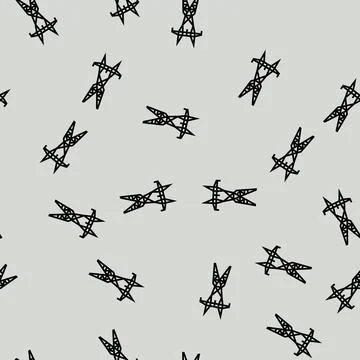 High voltage transmission line vector seamless pattern Stock Illustration