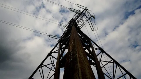 High voltage transmission pylon.High-voltage tower sky background Stock Footage 114706579