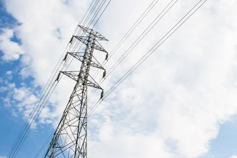 High voltage transmission tower Stock-Fotos
