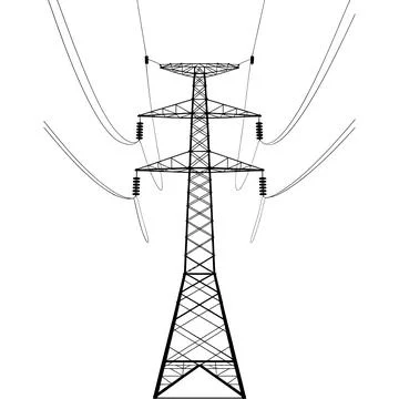 High Voltage Transmission Tower Vector Illustration Stock Illustration
