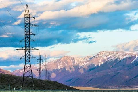 High voltage transmission towers Stock Photos