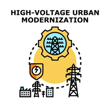 High voltage urban modernization engineering concept Ilustración de archivo