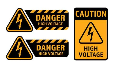 High voltage vector signs. Danger of electricity Stock Illustration