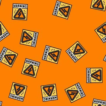 High voltage warning electric grid vector seamless pattern 스톡 일러스트