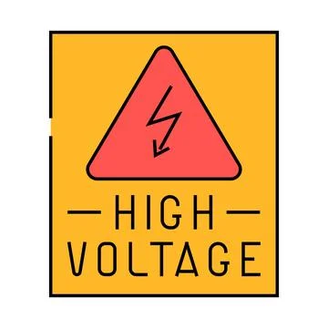 High voltage warning electric icon color illustration Stock Illustration