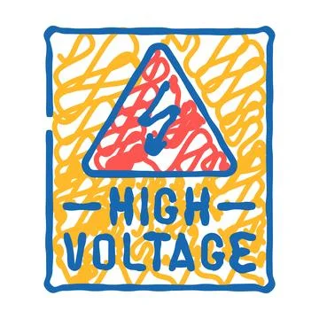 High voltage warning electric icon doodle illustration Stock Illustration