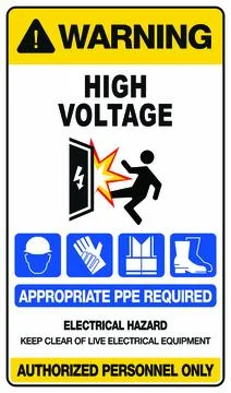 High Voltage Warning Label Concepts for Electrical Safety Illustrazione stock