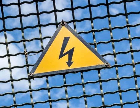 High voltage warning sign Stock Photos