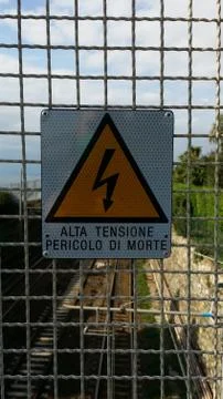 High voltage warning sign Stock Photos