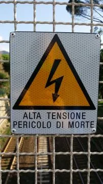 High voltage warning sign Stock Photos