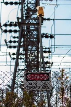 High voltage warning sign Stock Photos