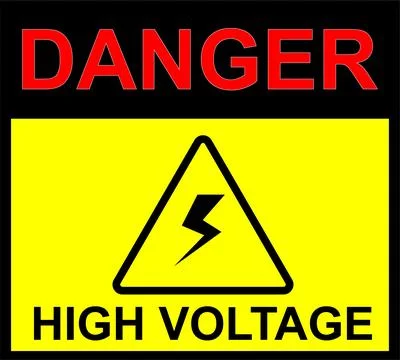 High voltage warning sticker with "DANGER" text, a yellow triangle featurin.. 스톡 일러스트