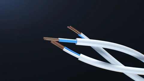 High Voltage Wires Plastic Insulation on Black Background Loop 3d Animation Stock Footage 310629046
