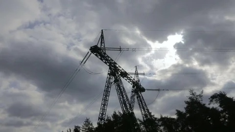 High-voltage wires, power station 스톡 동영상 73514623