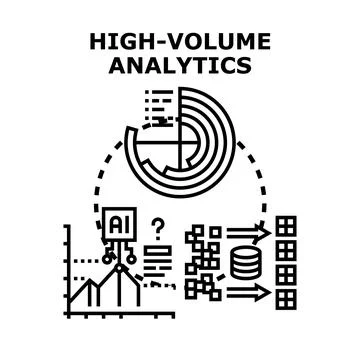 High volume data analytics processing information technology Stock Illustration