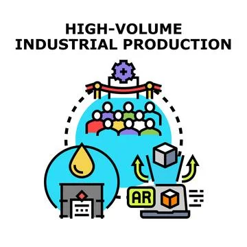 High volume industrial production process and resource management Stock Illustration