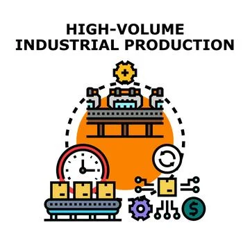 High volume industrial production process concept vector Stock Illustration