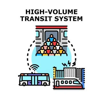 High volume transit system concept transporting urban passengers Stock Illustration