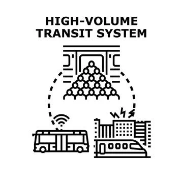 High volume transit system concept transporting urban passengers Stock Illustration