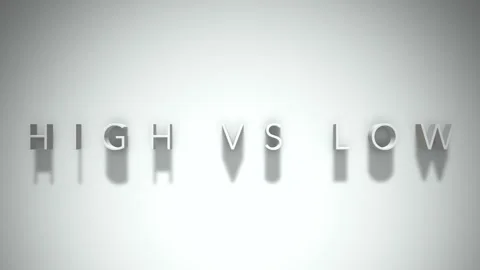 HIGH VS LOW 3D title animation with shadows on a white background Stock Footage 296802325