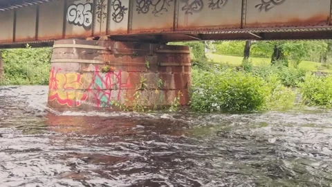 High water flow in the rapids Stock Footage 247631978