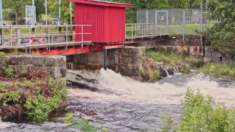 High water flow in the rapids Video stock 247631985