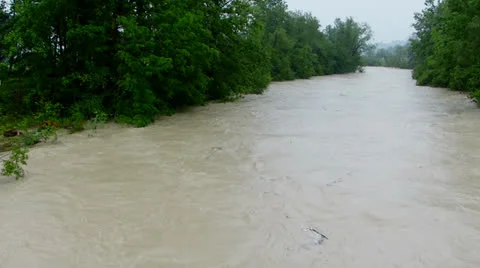 High water level of river ammer Stock Footage 24707601