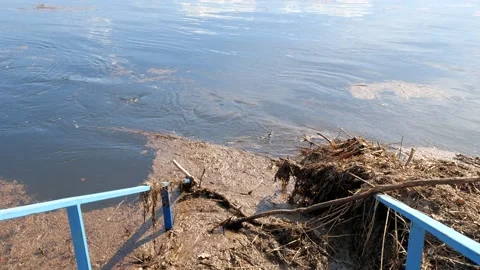 High water on the river. Fast current. Stock Footage 189820999