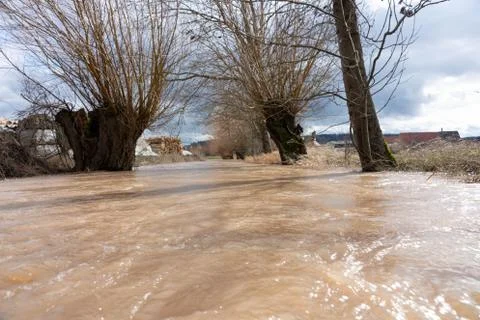 High water of a small river Stock-Fotos