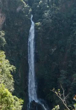 High waterfall from the cliff. Stock Photos