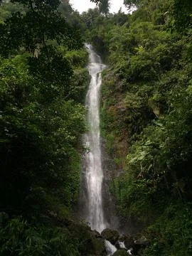 High waterfall in a forest Stock Photos