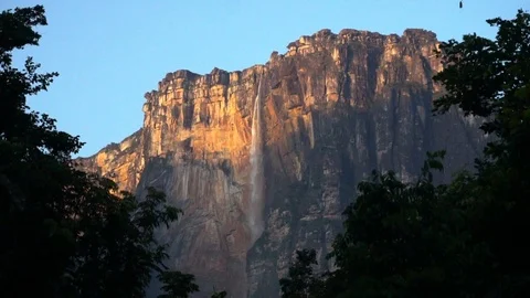 High Waterfall From Steep Mountain 3 [Slow Motion] Stock Footage 88533833