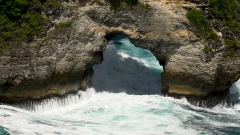 High Waves at banah Cliff Stock Footage 247298730