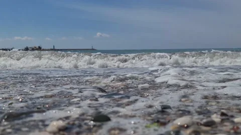 High waves on the beach Stock Footage 183813410