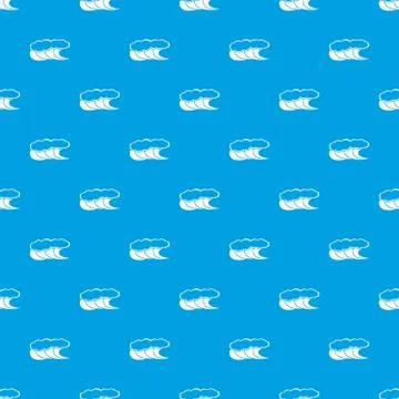 High waves with foam pattern seamless blue Stock Illustration