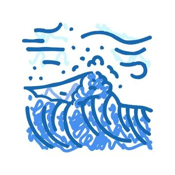 High waves hurricane disaster icon doodle illustration Stock Illustration