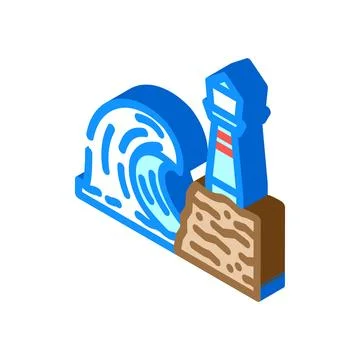 High waves hurricane disaster isometric icon vector illustration Stock Illustration