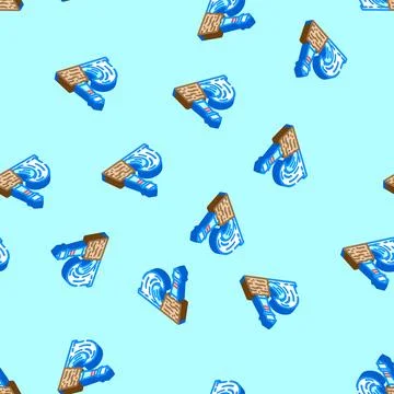 High waves hurricane disaster isometric icon seamless pattern Stock Illustration