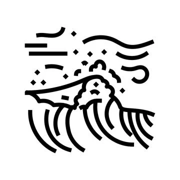 High waves hurricane disaster line icon vector illustration Stockillustratie