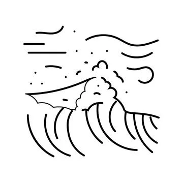High waves hurricane disaster line icon vector illustration Stockillustratie