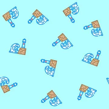 High waves hurricane disaster vector seamless pattern Stock Illustration