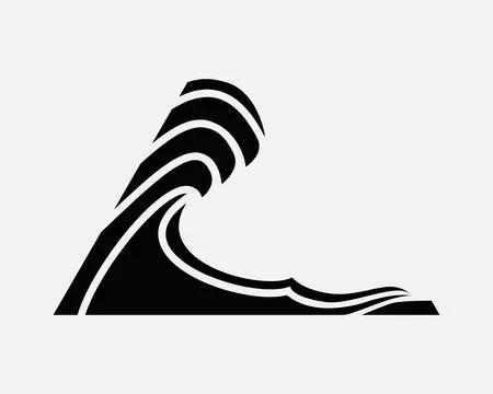 High Waves Icon Tsunami Tidal Wave Sea Ocean Water Big Tide Icon Sign Vector Stock Illustration