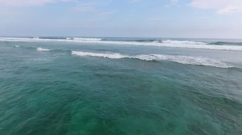 High waves in ocean. Giant Blue Ocean Waves in Indonesia, Bali. Aerial view. Stock Footage