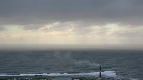 High waves in ocean. Giant Blue Ocean Waves in Sakhalin Aerial view. Stock Footage 97720495