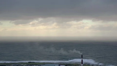 High waves in ocean. Giant Blue Ocean Waves in Sakhalin Aerial view. Stock Footage 97720508