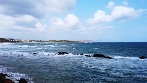 High waves in the sea on Crete in summer Stock Footage 274232443