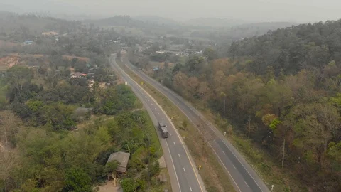 High way road with smoke pollution Video stock 88143418